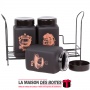 La Maison des Boîtes - Ensemble de 3 Pots à épices en Verre Boîte de Rangement - Noir avec Spport - Tunisie Meilleur Prix (Idée 