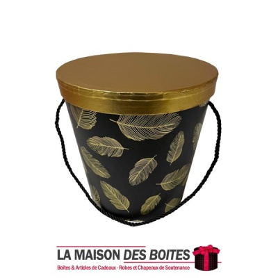 La Maison des Boîtes - Boîte Cadeau de forme cylindrique -Noir et Doré - Tunisie Meilleur Prix (Idée Cadeau, Gift Box, Décoratio