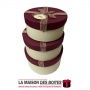 La Maison des Boîtes - Lot de 3 Boîtes Cadeaux Cylindrique - Écru avec Couvercle Rouge Bordeau - Tunisie Meilleur Prix (Idée Cad