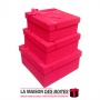 La Maison des Boîtes - Lot de 3 Boîtes Cadeaux Carrés en velours Avec Ruban Satiné Rouge - Tunisie Meilleur Prix (Idée Cadeau, G