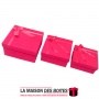 La Maison des Boîtes - Lot de 3 Boîtes Cadeaux Carrés en velours Avec Ruban Satiné Rouge - Tunisie Meilleur Prix (Idée Cadeau, G