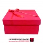 La Maison des Boîtes - Boîte Cadeaux Carrés Velours & Ruban Satiné Rouge  - (L:20x20x9.cm) - Tunisie Meilleur Prix (Idée Cadeau,