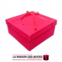 La Maison des Boîtes - Boîte Cadeaux Carrés Velours & Ruban Satiné Rouge  - (M:17.3x17.3x7.5cm) - Tunisie Meilleur Prix (Idée Ca