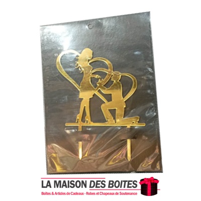 La Maison des Boîtes - Garniture à Gâteau en Acrylique Doré Miroir D'engagement - Tunisie Meilleur Prix (Idée Cadeau, Gift Box, 