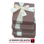 La Maison des Boîtes - Lot de 3 Boîtes Cadeaux Carrés en Simili Cuir Marron Avec Ruban Satiné Ecru - Tunisie Meilleur Prix (Idée