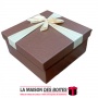 La Maison des Boîtes - Boîte Cadeaux Carrés Simili Cuir Marron & Ruban Satiné Ecru  - (L:20x20x9.cm) - Tunisie Meilleur Prix (Id