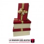 La Maison des Boîtes - Lot de 3 Boîtes Cadeaux rectangulaire - Écru Avec Couvercle Rouge - Tunisie Meilleur Prix (Idée Cadeau, G