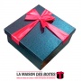 La Maison des Boîtes - Boîte Cadeaux Carrés en Simili Cuir Noir & Ruban Satiné Rouge - (S: 15.5 x 15.5 x 6 cm) - Tunisie Meilleu