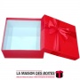 La Maison des Boîtes - Boîte Cadeaux Carrés en Simli Cuir Rouge & Ruban Satiné Rouge - (M:17.3x17.3x7.5cm) - Tunisie Meilleur Pr