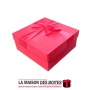 La Maison des Boîtes - Boîte Cadeaux Carrés en Simili Cuir Rouge & Ruban Satiné Rouge - (S: 15.5 x 15.5 x 6 cm) - Tunisie Meille