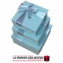 La Maison des Boîtes - Lot de 3 Boîtes Cadeaux Carrés en Simili Cuir Gris Avec Ruban Satiné Gris - Tunisie Meilleur Prix (Idée C