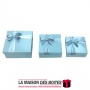La Maison des Boîtes - Lot de 3 Boîtes Cadeaux Carrés en Simili Cuir Gris Avec Ruban Satiné Gris - Tunisie Meilleur Prix (Idée C
