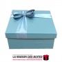 La Maison des Boîtes - Boîte Cadeaux Carrés en Simli Cuir Gris & Ruban Satiné Gris - (M:17.3x17.3x7.5cm) - Tunisie Meilleur Prix