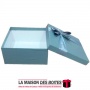 La Maison des Boîtes - Boîte Cadeaux Carrés en Simli Cuir Gris & Ruban Satiné Gris - (M:17.3x17.3x7.5cm) - Tunisie Meilleur Prix