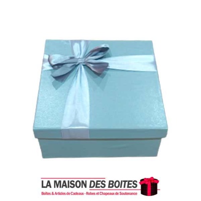 La Maison des Boîtes - Boîte Cadeaux Carrés en Simili Cuir Gris & Ruban Satiné Gris - (S: 15.5 x 15.5 x 6 cm) - Tunisie Meilleur