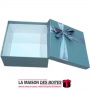 La Maison des Boîtes - Boîte Cadeaux Carrés en Simili Cuir Gris & Ruban Satiné Gris - (S: 15.5 x 15.5 x 6 cm) - Tunisie Meilleur