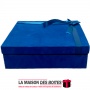 La Maison des Boîtes - Boîte Cadeaux Carrés Velours Bleu & Ruban Satiné Bleu - (35x35x10cm) - Tunisie Meilleur Prix (Idée Cadeau