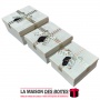 La Maison des Boîtes - Lot de 3 Boîtes Cadeaux Carrés  Ecru Désigné en Doré Avec Ruban Satiné Blanc & Doré - Tunisie Meilleur Pr