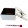 La Maison des Boîtes - Boîte Cadeaux Carré & Ruban Ecru & Doré  - (L:18.5x18.5x9cm) - Tunisie Meilleur Prix (Idée Cadeau, Gift B
