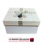 La Maison des Boîtes - Boîte Cadeaux Carré & Ruban Ecru & Doré  - (M:16.5x16.5 x7.5cm) - Tunisie Meilleur Prix (Idée Cadeau, Gif