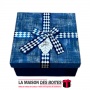 La Maison des Boîtes - Boîte Cadeaux Carré avec Ruban Satiné Blanc & Bleu  - (M:16.5x16.5x7.5cm) - Tunisie Meilleur Prix (Idée C