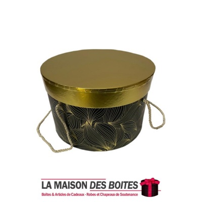 La Maison des Boîtes - Boîte Cadeau de forme cylindrique - Noir et Doré - (L : 26.5x17cm) - Tunisie Meilleur Prix (Idée Cadeau, 