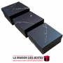 La Maison des Boîtes - Lot de 3 Boîtes Cadeaux Carrés Marbre Noir - Tunisie Meilleur Prix (Idée Cadeau, Gift Box, Décoration, So