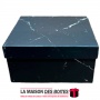 La Maison des Boîtes - Boîte Cadeaux Carré Marbre Noir - (L:18.5x18.5x9cm) - Tunisie Meilleur Prix (Idée Cadeau, Gift Box, Décor