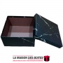 La Maison des Boîtes - Boîte Cadeaux Carré Marbre Noir - (L:18.5x18.5x9cm) - Tunisie Meilleur Prix (Idée Cadeau, Gift Box, Décor