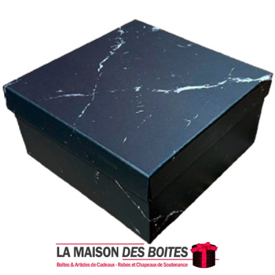 La Maison des Boîtes - Boîte Cadeaux Carré Marbre Noir - (L:18.5x18.5x9cm) - Tunisie Meilleur Prix (Idée Cadeau, Gift Box, Décor