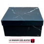 La Maison des Boîtes - Boîte Cadeaux Carré Marbre Noir - (M:16.5x16.5x7.5cm) - Tunisie Meilleur Prix (Idée Cadeau, Gift Box, Déc