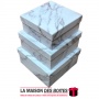 La Maison des Boîtes - Lot de 3 Boîtes Cadeaux Carrés Marbre Blanc - Tunisie Meilleur Prix (Idée Cadeau, Gift Box, Décoration, S