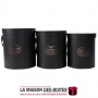 La Maison des Boîtes - Lot de 3 Boîtes Cadeaux de forme cylindrique- Noir - Tunisie Meilleur Prix (Idée Cadeau, Gift Box, Décora
