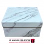 La Maison des Boîtes - Boîte Cadeaux Carré Marbre Blanc - (L:18.5x18.5x9cm) - Tunisie Meilleur Prix (Idée Cadeau, Gift Box, Déco