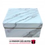 La Maison des Boîtes - Boîte Cadeaux Carré Marbre Blanc- (M:16.5x16.5x7.5cm) - Tunisie Meilleur Prix (Idée Cadeau, Gift Box, Déc