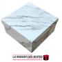 La Maison des Boîtes - Boîte Cadeaux Carré Marbre Blanc- (M:16.5x16.5x7.5cm) - Tunisie Meilleur Prix (Idée Cadeau, Gift Box, Déc