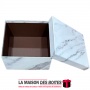 La Maison des Boîtes - Boîte Cadeaux Carré Marbre Blanc - (S:14.5x14.5x6cm) - Tunisie Meilleur Prix (Idée Cadeau, Gift Box, Déco