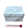 La Maison des Boîtes - Boîte Cadeaux Carré Marbre Blanc - (S:14.5x14.5x6cm) - Tunisie Meilleur Prix (Idée Cadeau, Gift Box, Déco