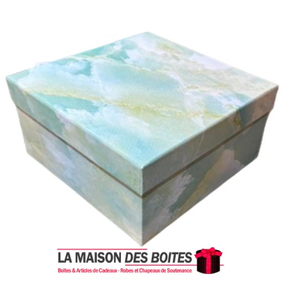 La Maison des Boîtes - Boîte Cadeaux Carré Marbre Vert - (L:18.5x18.5x9cm) - Tunisie Meilleur Prix (Idée Cadeau, Gift Box, Décor