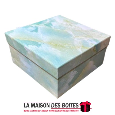 La Maison des Boîtes - Boîte Cadeaux Carré Marbre Vert- (M:16.5x16.5x7.5cm) - Tunisie Meilleur Prix (Idée Cadeau, Gift Box, Déco