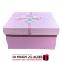 La Maison des Boîtes - Boîte Cadeaux Carré avec Ruban Satiné Rose & Doré - (M:16.5x16.5x7.5cm) - Tunisie Meilleur Prix (Idée Cad