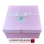 La Maison des Boîtes - Boîte Cadeaux Carré avec Ruban Satiné Rose & Doré - (M:16.5x16.5x7.5cm) - Tunisie Meilleur Prix (Idée Cad