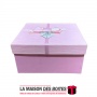 La Maison des Boîtes - Boîte Cadeaux Carré avec Ruban Satiné Rose & Doré  - (S:14.5x14.5x6cm) - Tunisie Meilleur Prix (Idée Cade