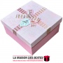 La Maison des Boîtes - Boîte Cadeaux Carré avec Ruban Satiné Rose & Doré  - (L:18.5x18.5x9cm) - Tunisie Meilleur Prix (Idée Cade