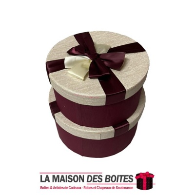 La Maison des Boîtes - Lot de 2 Boîtes Cadeaux sous  Forme Cylindrique - Rouge Avec Couvercle Écru - Tunisie Meilleur Prix (Idée