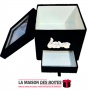 La Maison des Boîtes - Boîte Cadeaux Carré 2 Etages Couvert en Velours Lumineuse - "Love" - Noir - Tunisie Meilleur Prix (Idée C