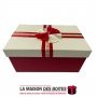 La Maison des Boîtes - Boîte Cadeau rectangulaire -  Rouge Avec Couvercle Écru - (L:30.8x19.8x15cm) - Tunisie Meilleur Prix (Idé