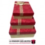 La Maison des Boîtes - Lot de 3 Boîtes Cadeaux Rectangulaires - Beige Avec Couvercle Rouge - Tunisie Meilleur Prix (Idée Cadeau,