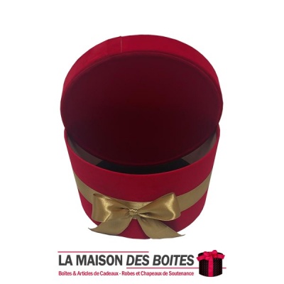 La Maison des Boîtes - Boîte Cadeau à fleurs sous Forme Ronde en Velours - Rouge - (20x15.5cm) - Tunisie Meilleur Prix (Idée Cad