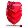 La Maison des Boîtes - Lot de 3 Boîtes Cadeaux Sous Forme de Cœur Pour Sain-valentin -  Rouge &  Ruban Satiné Rouge & Doré - Tun